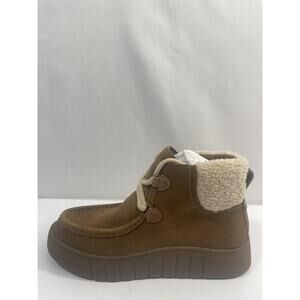 Clarks Boots Womens Size 9 Brown Suede Myrrah Izzy Ankle Zip Shearling